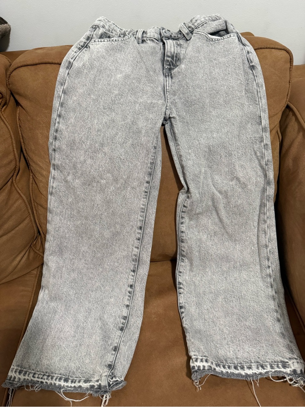 Girl’s Old Navy Light Gray High Rise Baggy Wide Leg Jeans